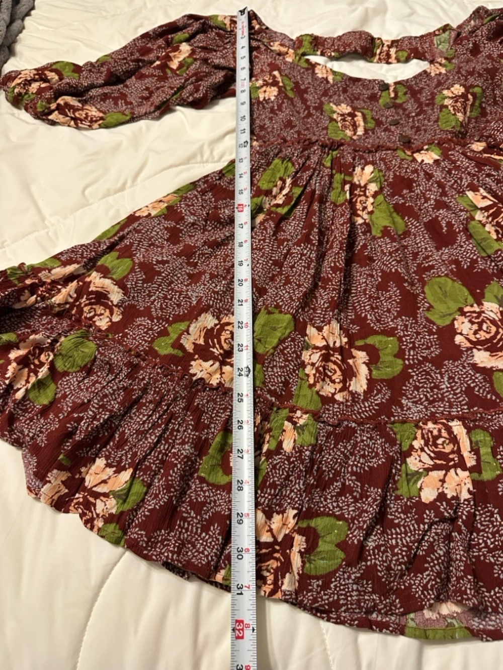 Free People Summer Picnic Printed Mini Dress - NWOT - Size L - Picture 14 of 16